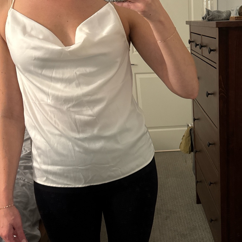 Express White Satin Cowl Neck Camisole